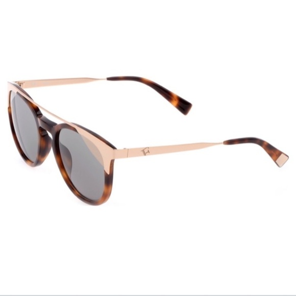 Furla Brown Tortoise Shiny Frame Gold Tone Accent Havana Smoke Lens Sunglasses main image 12